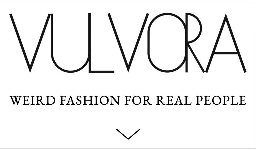 Domovská stránka vulvora.com so značkovým nápisom VULVORA a headlinom Weird fashion for real people.